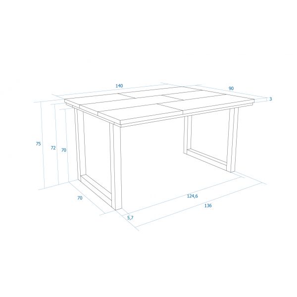 Mesa Comedor 140 cemento patas U Blanca Innovation Home Furnish Sl.