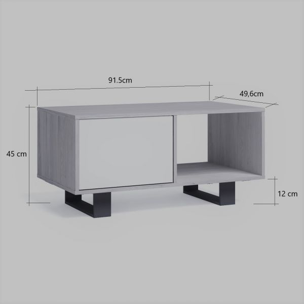 Mesa de centro wind 92x50x45 Roble Blanco Innovation Home Furnish Sl.