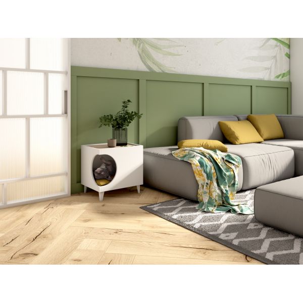 Mesita mascota Ellie Blanco Roble Innovation Home Furnish Sl.