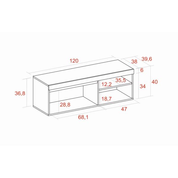 Mueble de Tv Naturale Roble Negro 120 cm Innovation Home Furnish Sl.