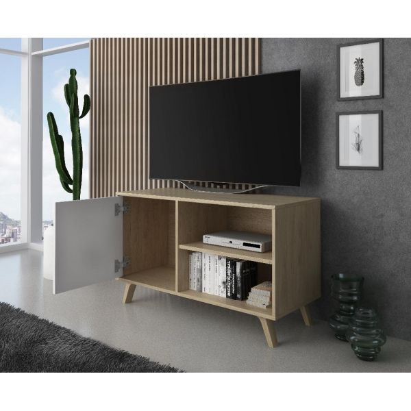 Mueble TV 100 Modelo wind Color Puccini / Blanco 95 x 40 x 57 cm Innovation Home Furnish Sl.