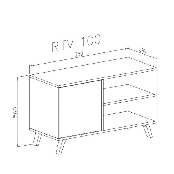 Mueble TV 100 Modelo wind Color Puccini / Blanco 95 x 40 x 57 cm Innovation Home Furnish Sl.