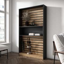 Libreria Estanteria 110x186x25 Roble y Negro Innovation Home Furnish Sl.