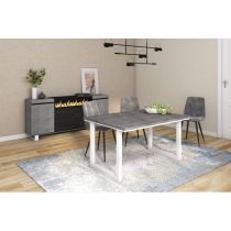 Mesa Comedor 140 cemento patas U Blanca Innovation Home Furnish Sl.